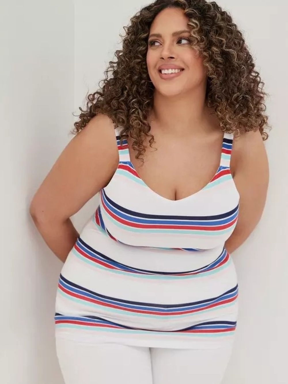 Torrid Foxy Wide Strap Tank In Multi-stripe, Size 3x GUC